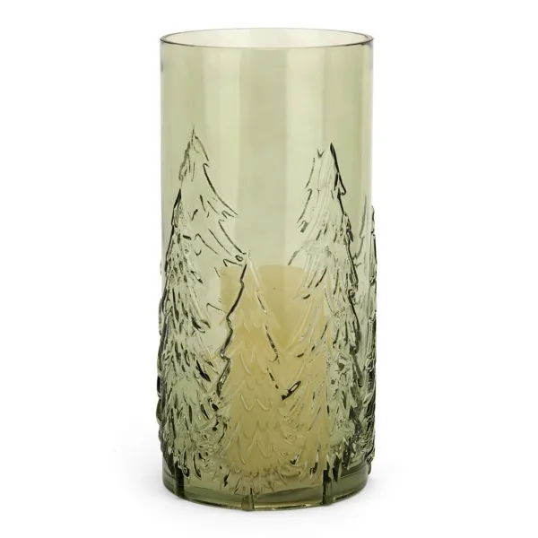 Kirklands Green Sketched Tree Glass Hurricane, 12.6 in. Kirklands Green Sketched Tree Glass Hurricane, 12.6 in. - Image 1