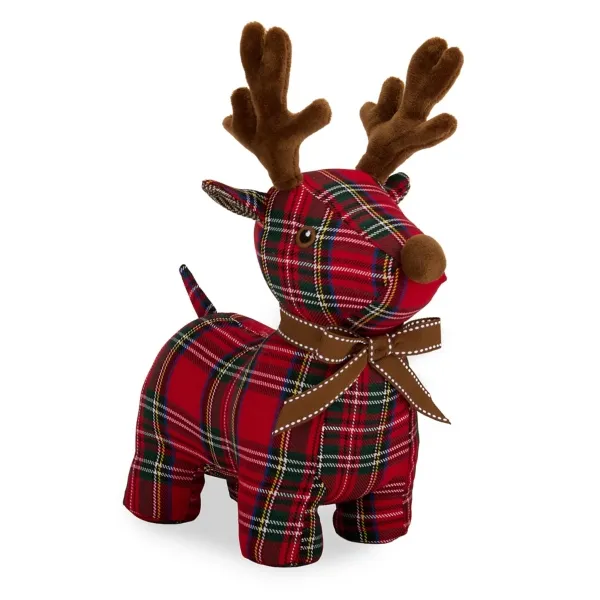 Kirklands Plaid Doorstep Deer with bow Kirklands Plaid Doorstep Deer with bow - Image 1