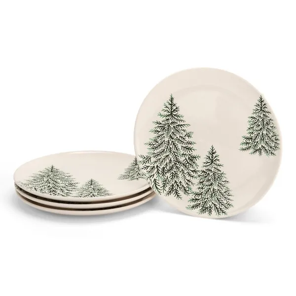 Kirklands Evergreen Trees Embossed Salad Plates, Set of 4 Kirklands Evergreen Trees Embossed Salad Plates, Set of 4 - Image 1