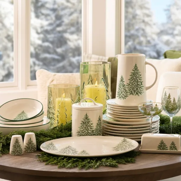 Kirklands Evergreen Trees Embossed Serving Platter Kirklands Evergreen Trees Embossed Serving Platter - Image 1