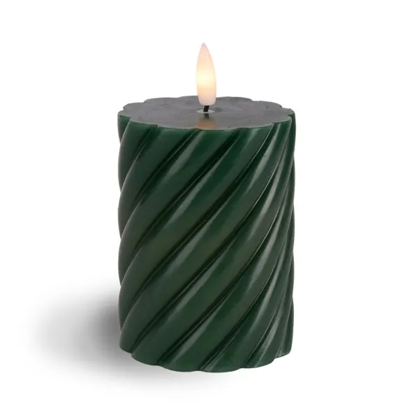 Kirklands Green LED Twist Pillar Candles, 3x4-inch Kirklands Green LED Twist Pillar Candles, 3x4-inch - Image 1