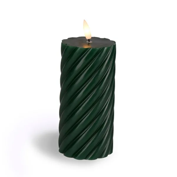 Kirklands Green LED Twist Pillar Candles, 3x6-inch Kirklands Green LED Twist Pillar Candles, 3x6-inch - Image 1
