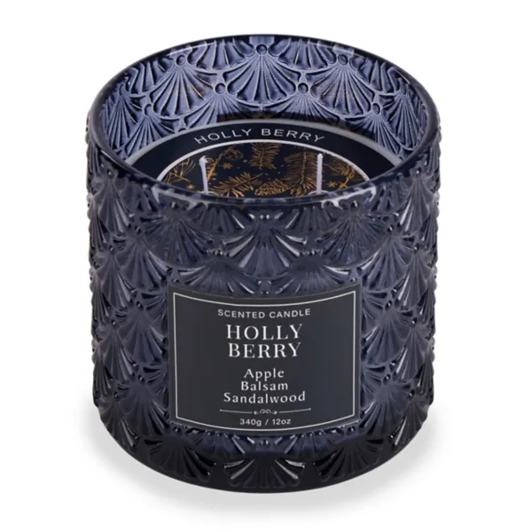 Kirklands Holly Berry 12oz Textured Glass Jar Candle Kirklands Holly Berry 12oz Textured Glass Jar Candle - Image 1
