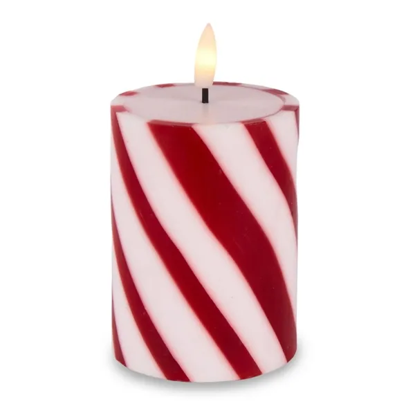 Kirklands LED Candy Cane Twist Pillar Candle, 3x4-inch Kirklands LED Candy Cane Twist Pillar Candle, 3x4-inch - Image 1