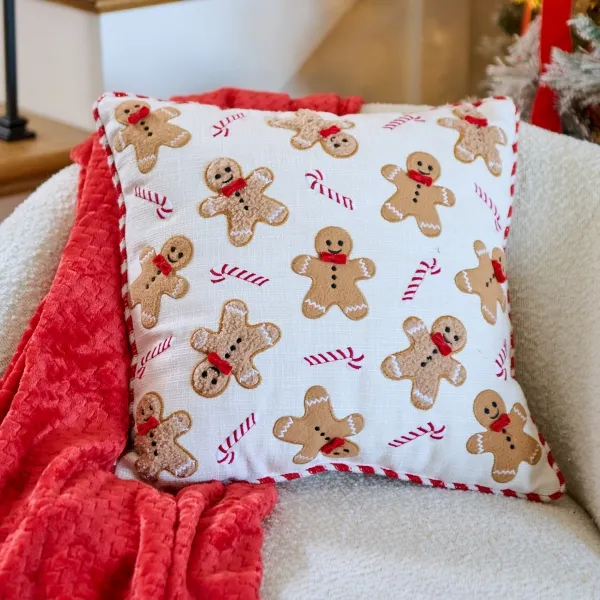 Kirklands Gingerbread and Candy Cane Pillow Kirklands Gingerbread and Candy Cane Pillow - Image 1