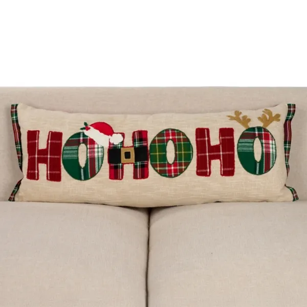 Kirklands Ho Ho Ho Plaid Pillow Kirklands Ho Ho Ho Plaid Pillow - Image 1