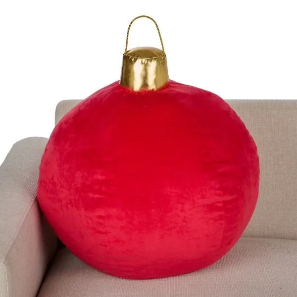 Kirklands Oversized Red Ornament Shaped Christmas Pillow Kirklands Oversized Red Ornament Shaped Christmas Pillow - Image 1