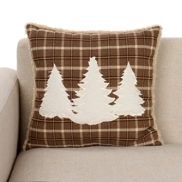 Kirklands Plaid Pillow with Trees Kirklands Plaid Pillow with Trees - Image 1