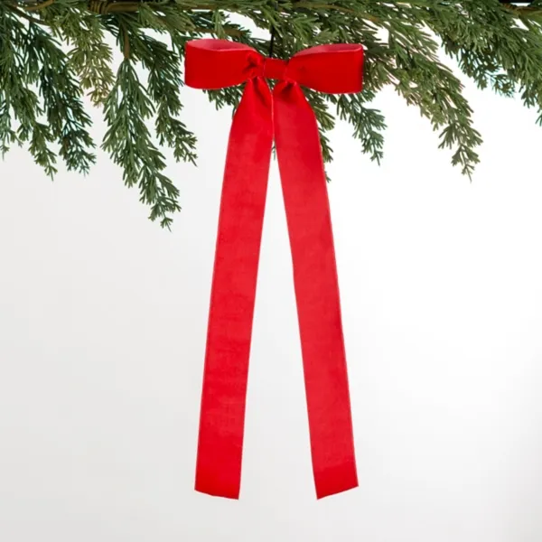 Kirklands Red Ribbon Bow Ornaments, Set of 4 Kirklands Red Ribbon Bow Ornaments, Set of 4 - Image 1