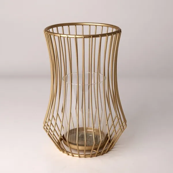 Kirklands Gold Cage Hurricane Lantern, 10 in. Kirklands Gold Cage Hurricane Lantern, 10 in. - Image 1