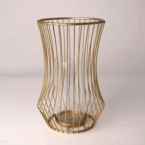 Kirklands Gold Cage Hurricane Lantern, 13 in. Kirklands Gold Cage Hurricane Lantern, 13 in. - Image 1