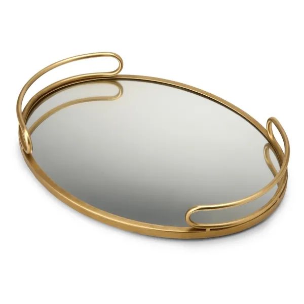 Kirklands Gold Metal Mirrored Decorative Tray Kirklands Gold Metal Mirrored Decorative Tray - Image 1