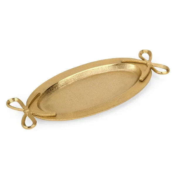 Kirklands Gold Oval Tray with Bow Handles Kirklands Gold Oval Tray with Bow Handles - Image 1