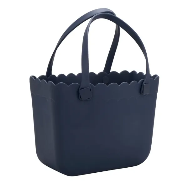Kirklands Navy Scalloped Carry-All Basket Tote Kirklands Navy Scalloped Carry-All Basket Tote - Image 1