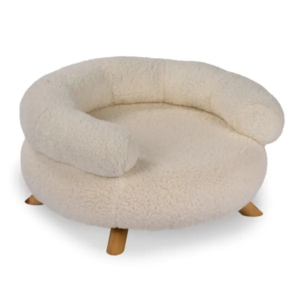 Kirklands Quinton Ivory Faux Sherpa Raised Pet Bed Kirklands Quinton Ivory Faux Sherpa Raised Pet Bed - Image 1