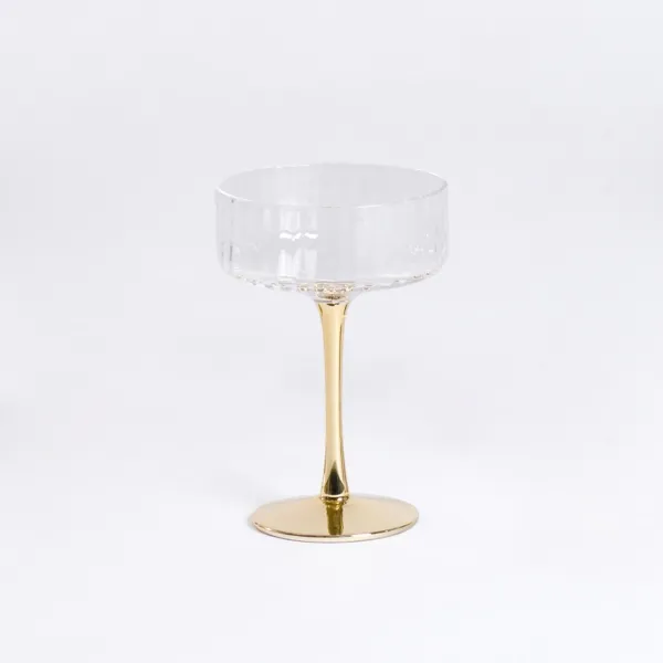 Kirklands Ripple Gold Base Coupe Wine Glass Kirklands Ripple Gold Base Coupe Wine Glass - Image 1