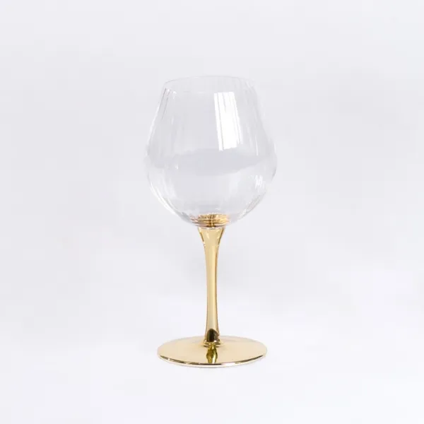 Kirklands Ripple Gold Base Goblet Wine Glass Kirklands Ripple Gold Base Goblet Wine Glass - Image 1
