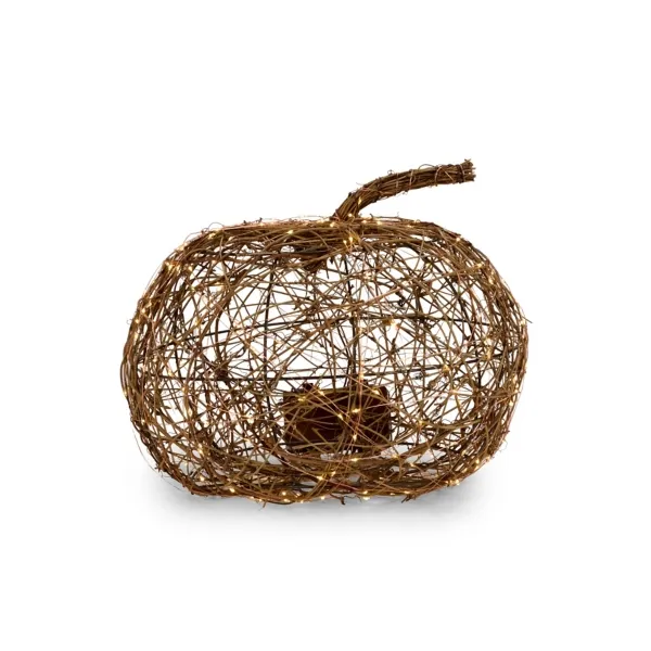Kirklands Light-Up Wicker Pumpkin Outdoor Decor, 13-inch Kirklands Light-Up Wicker Pumpkin Outdoor Decor, 13-inch - Image 1