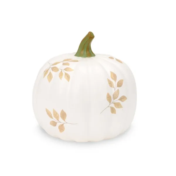 Kirklands Painted Leaves Ceramic Pumpkin Kirklands Painted Leaves Ceramic Pumpkin - Image 1