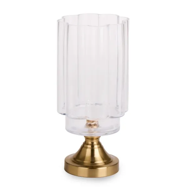 Kirklands Gold Scallop Glass Hurricane, 12.6 in. Kirklands Gold Scallop Glass Hurricane, 12.6 in. - Image 1