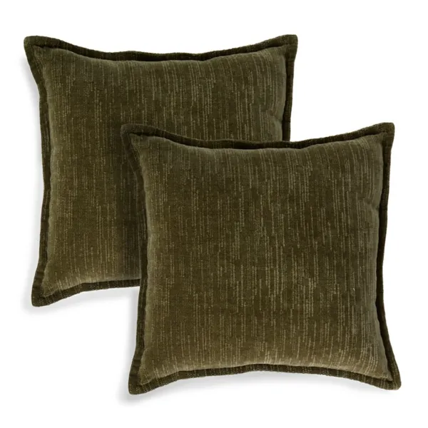 Kirklands Green Chenille Flanged Pillows, 18 in., Set of 2 Kirklands Green Chenille Flanged Pillows, 18 in., Set of 2 - Image 1