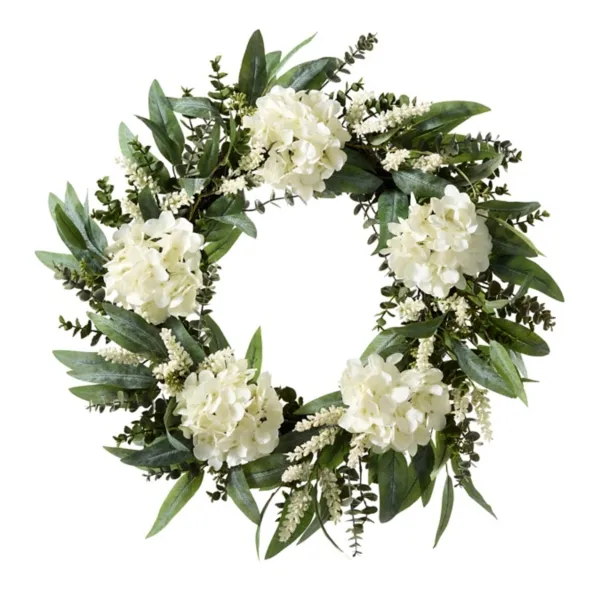 Kirklands Hydrangea and Eucalyptus Wreath, 26 in. Kirklands Hydrangea and Eucalyptus Wreath, 26 in. - Image 1