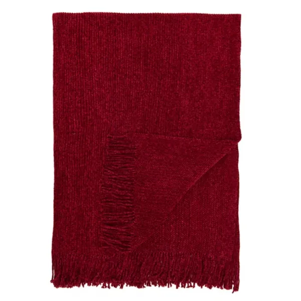 Kirklands Merlot Ribbed Chenille Fringe Throw Kirklands Merlot Ribbed Chenille Fringe Throw - Image 1