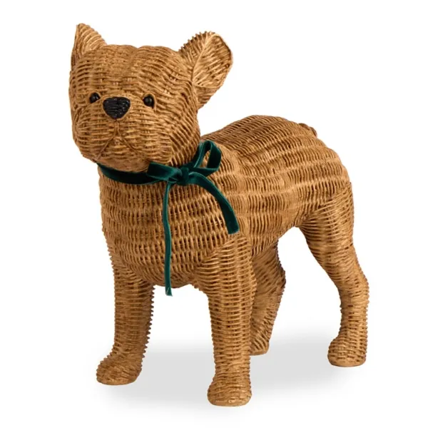 Kirklands Tan Resin Rattan Frenchie Figurine Kirklands Tan Resin Rattan Frenchie Figurine - Image 1