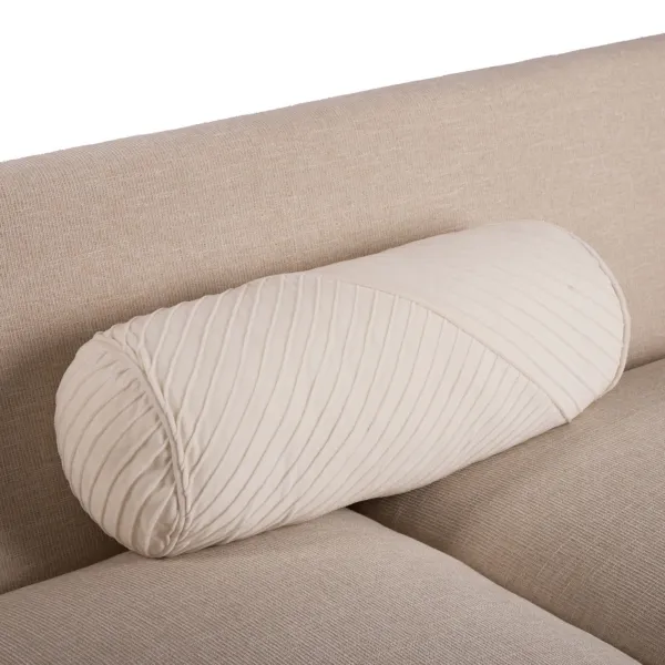 Kirklands Ivory Pleated Velvet Bolster Pillow, 21 in. Kirklands Ivory Pleated Velvet Bolster Pillow, 21 in. - Image 1